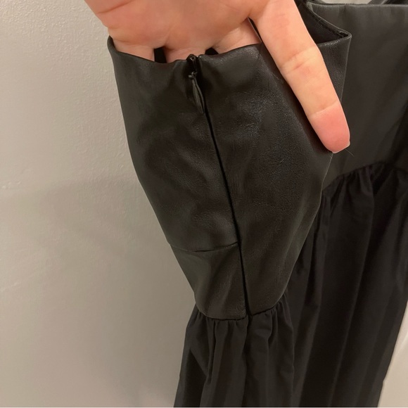 ZARA Sweetheart Neckline Black Faux Leather Combination Mini Dress - Picture 6 of 15
